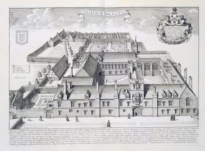 كلية باليول ، أكسفورد ، من توضيح أكسفورد ، تم نشرها عام 1675 بواسطة ديفيد لوجان